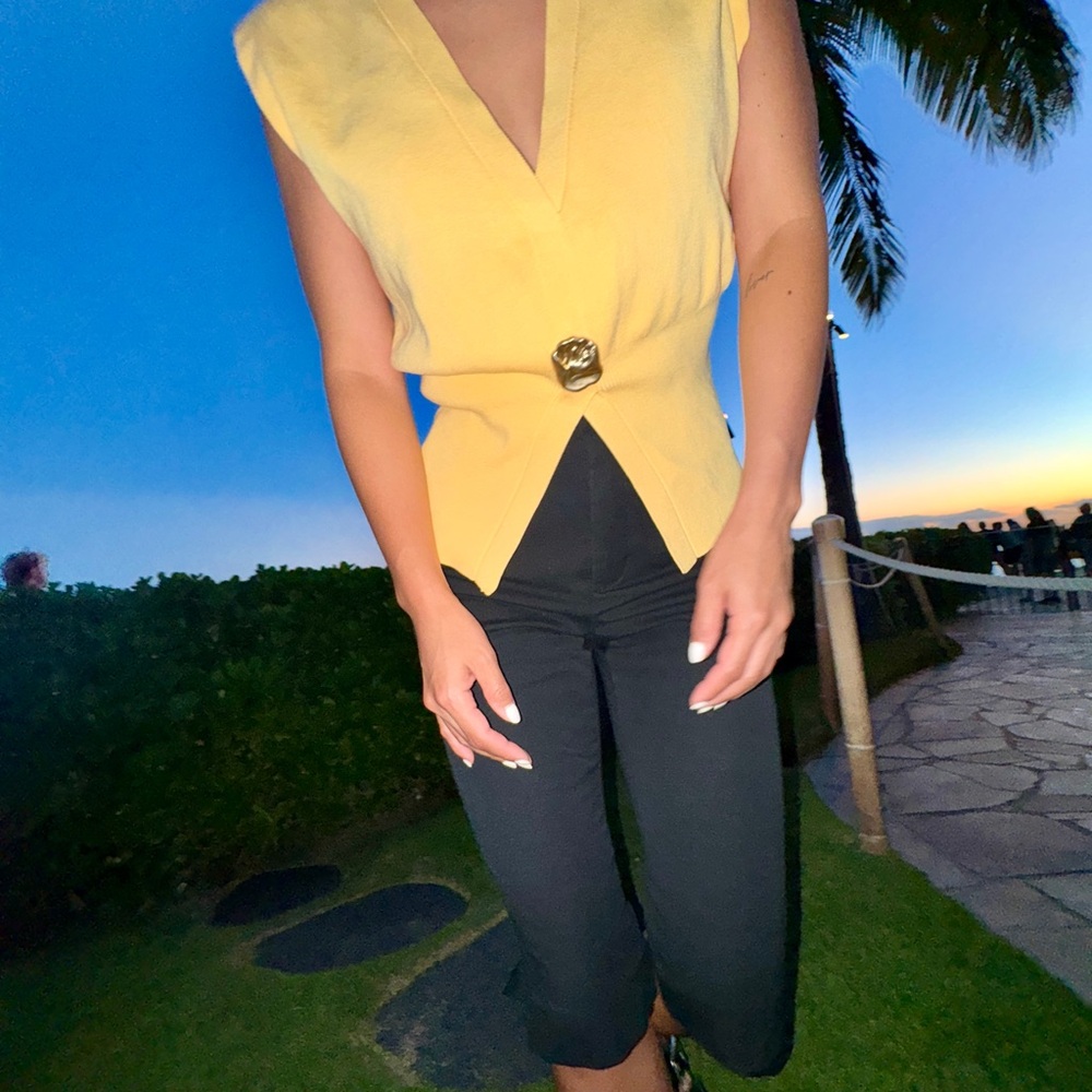 Vibrant yellow  V-Neck Top